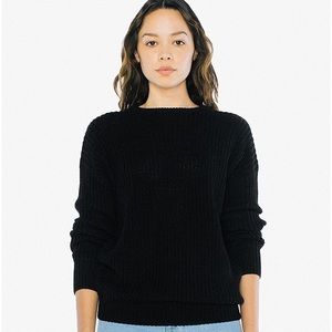 unisex American Apparel black fisherman sweater L